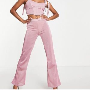 ASOS FADED ROSE SHEER PINK SPARKLE PETITE PANTS